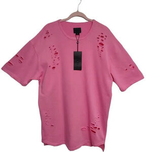 New Decibel Mens Hip Hop Grunge Short Sleeve Shirt 3XL Pink Oversized